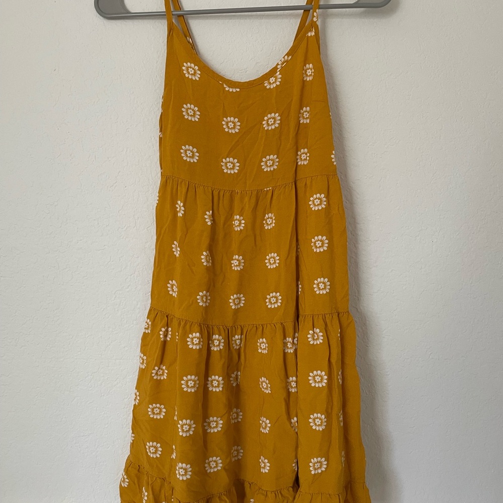 Old Navy Mustard Yellow Daisy / Sunflower Floral Sundress XS